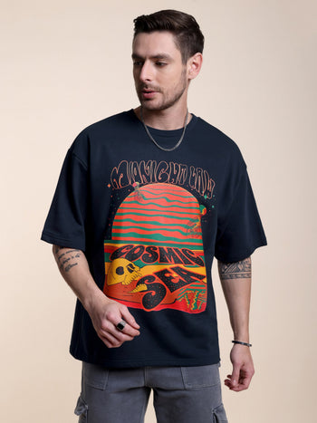 Cosmic Sea Oversized T-Shirt [Navy/Small]