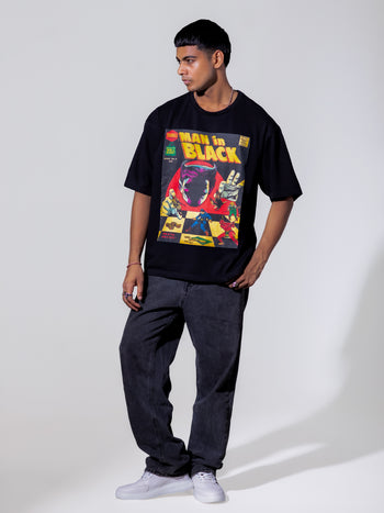 Man in Black Oversized T-Shirt