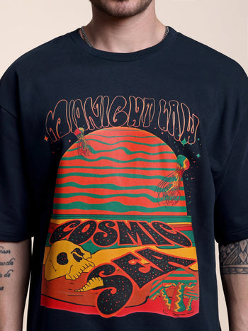 Cosmic Sea Oversized T-Shirt [Navy/Small]