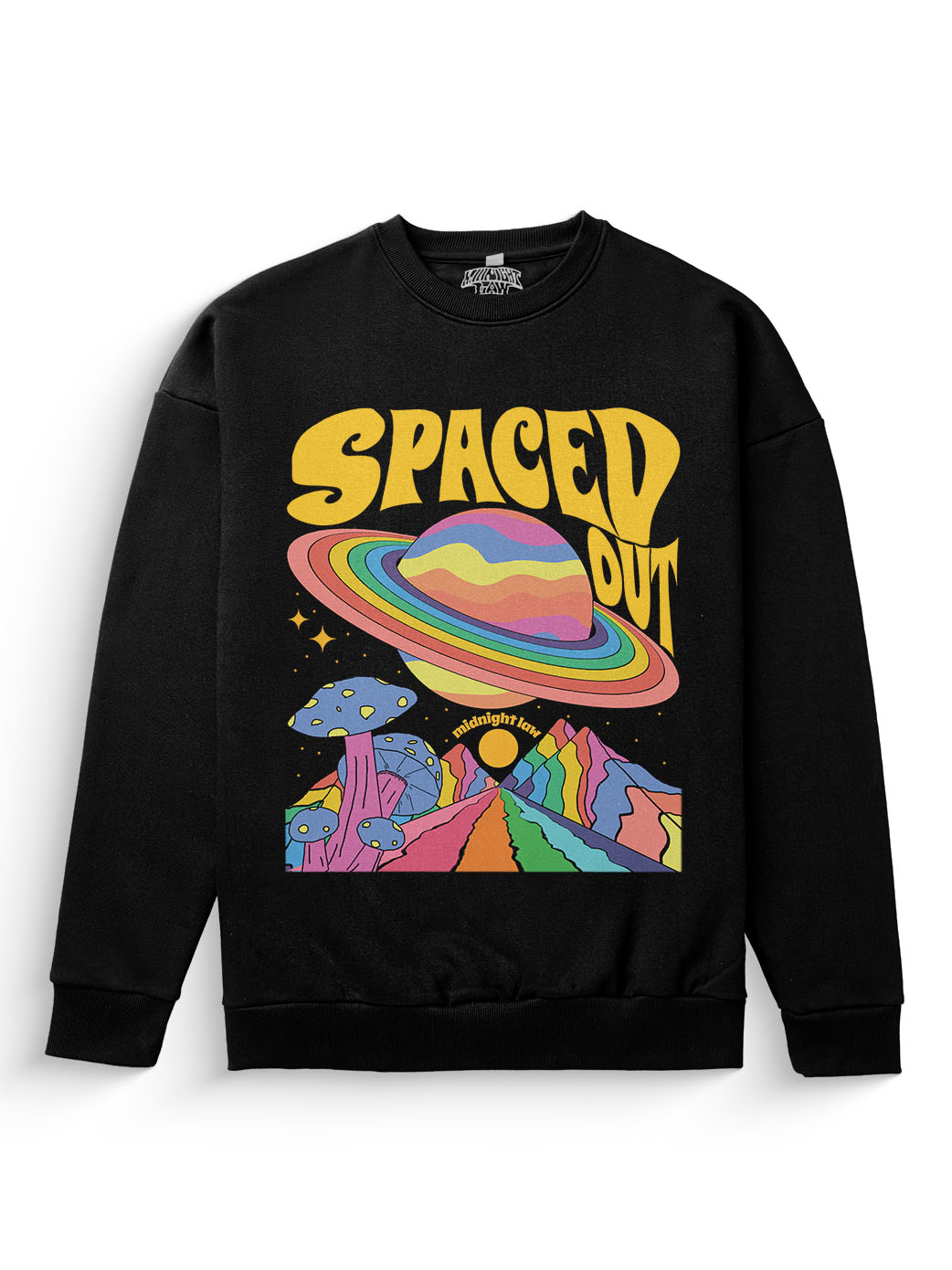 [BLACK / M] Spaced Out Heavyweight Sweatshirt [Unisex] - 400 GSM