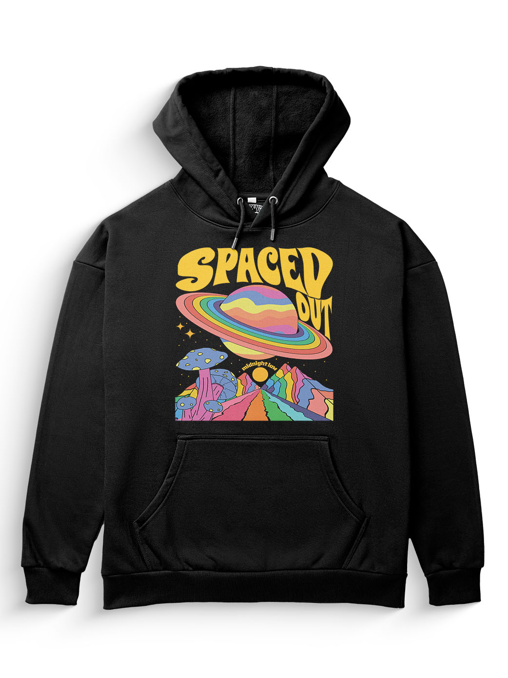[Black/ S] Spaced Out Heavyweight Hoodie [Unisex] - 400 GSM (Copy)