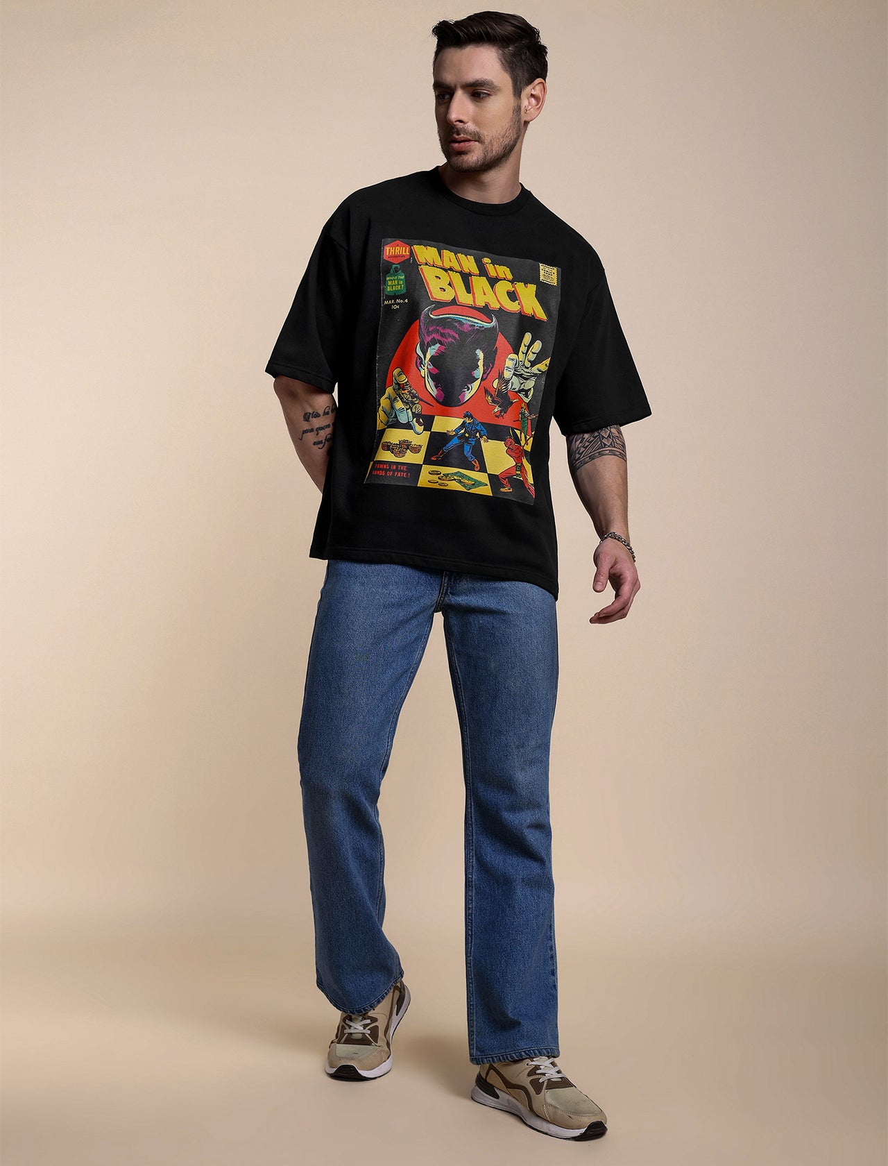 Man in Black Heavyweight Oversized T-Shirt [Unisex]