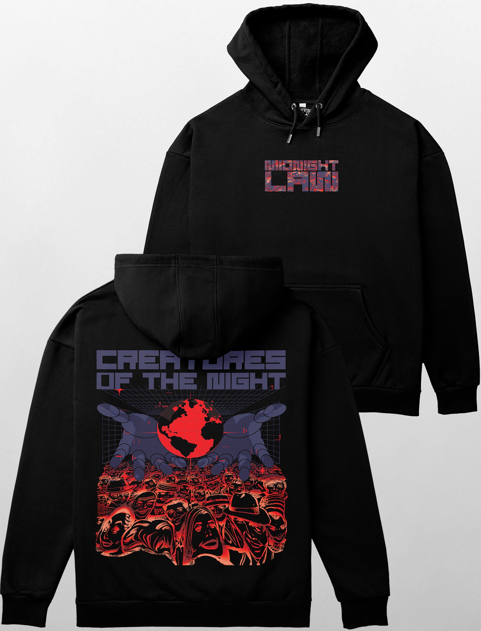 Creatures of the Night Heavyweight Hoodie [Unisex] - 400 GSM-City 1989 Collection featuring t-shirts, oversized t-shirts, hoodies, and sweatshirts with urban-inspired designs, blending retro city style and modern comfort