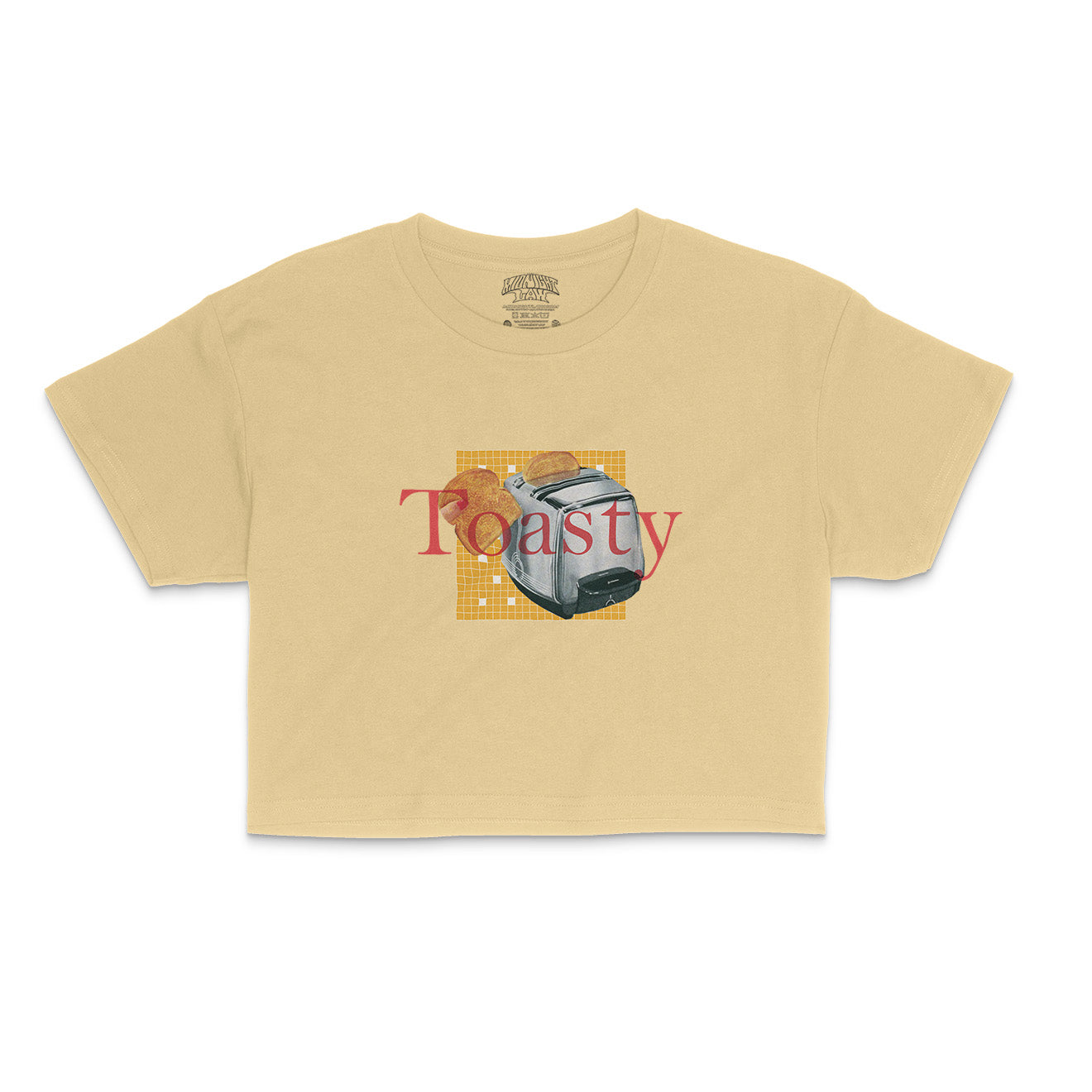 Toasty Crop Top-Far Out 60s Collection featuring t-shirts, oversized t-shirts, hoodies, and sweatshirts with retro designs, capturing the bold and vibrant spirit of the 1960s