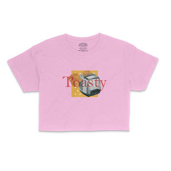 Toasty Crop Top-Far Out 60s Collection featuring t-shirts, oversized t-shirts, hoodies, and sweatshirts with retro designs, capturing the bold and vibrant spirit of the 1960s